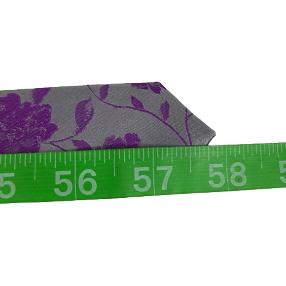 Paul Fredrick Tie Mens Purple Gray Floral 100% Silk Pointed Classic Tie - Picture 5 of 7